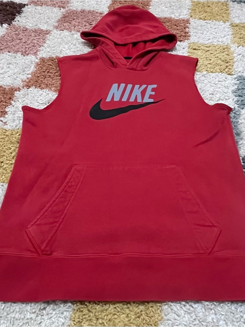 Nike Kids' Youth Large Red Sleeveless Hoodie - Logo Front